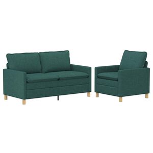 vidaXL Juego de Sof&aacute; 2 uds. Verde oscuro Tela
