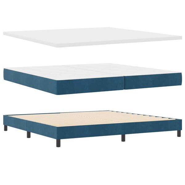 vidaXL Cama tipo Box Spring Azul oscuro 200 x 200 cm Terciopelo