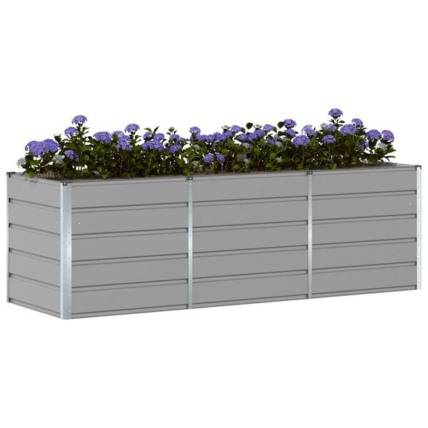 vidaXL Jardinera Gris Claro 240 x 80 x 75 cm Acero