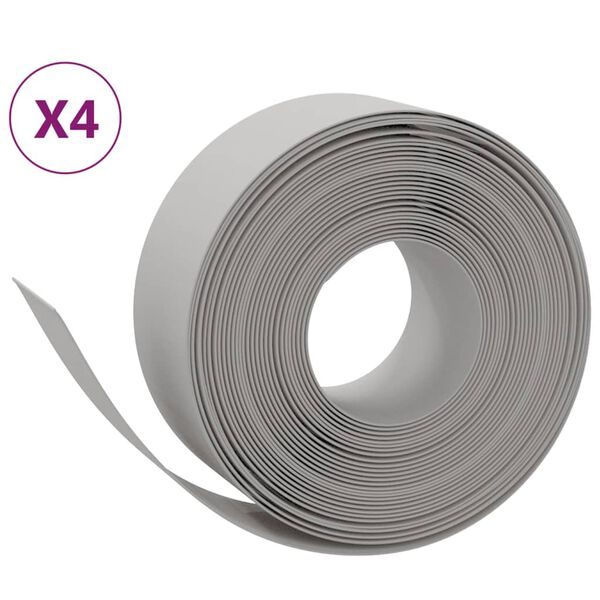 vidaXL Borduras de jardín 4 uds polietileno gris 10 m 20 cm