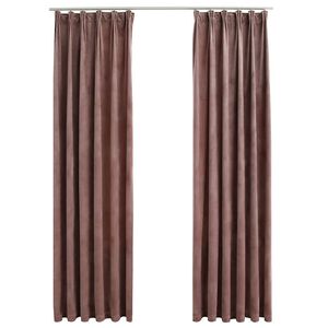 vidaXL Cortinas opacas ganchos 2 pzas terciopelo rosa viejo 140x245 cm