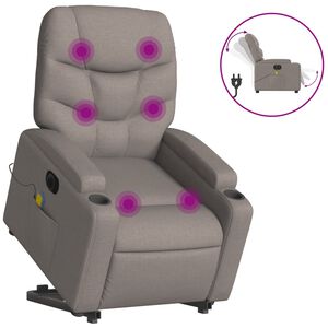 vidaXL Sill&oacute;n de masaje el&eacute;ctrico reclinable elevable tela taup&eacute;