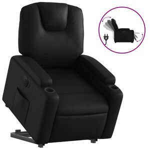 vidaXL Sill&oacute;n reclinable y elevable el&eacute;ctrico cuero sint&eacute;tico negro
