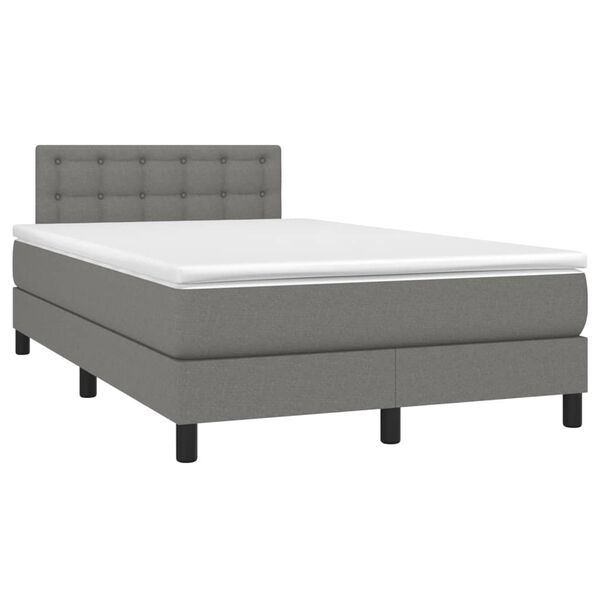 vidaXL Cama box spring con colch&oacute;n tela gris oscuro 120x190 cm