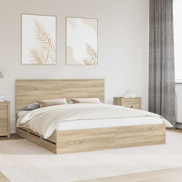 vidaXL Estructura de cama Roble Sonoma 200 x 200 cm Madera Ingenieril