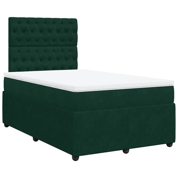 vidaXL Cama box spring con colch&oacute;n terciopelo verde oscuro 120x200 cm