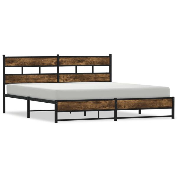 vidaXL Estructura de cama sin colch&oacute;n metal roble ahumado 200x200 cm