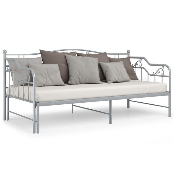 vidaXL Estructura sofá cama extraíble sin colchón metal gris 90x200 cm