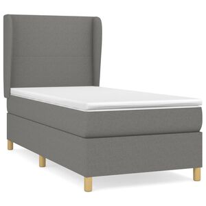 vidaXL Cama box spring con colch&oacute;n tela gris oscuro 80x200 cm