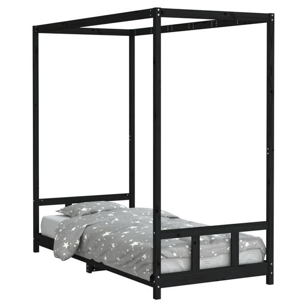 vidaXL Estructura de cama para niños madera de pino negro 90x200 cm