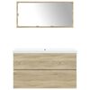 vidaXL Set de muebles de baño 3 pzas madera contrachapada roble Sonoma