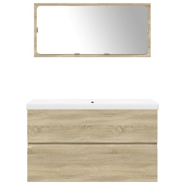 vidaXL Set de muebles de baño 3 pzas madera contrachapada roble Sonoma