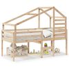 vidaXL Cama alta con techo madera maciza de pino marr&oacute;n cera 75x190 cm