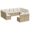 vidaXL Set de sof&aacute;s de jard&iacute;n 11pzas con cojines rat&aacute;n sint&eacute;tico beige