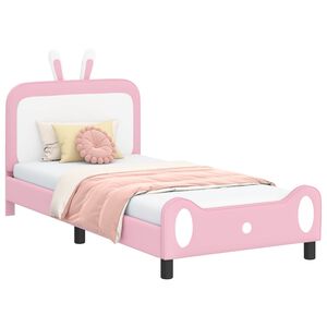 vidaXL Cama para ni&ntilde;os con cabecero con cabecera Rosa 90 x 190 cm PU