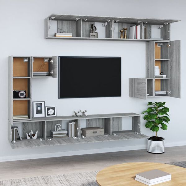 vidaXL Mueble de pared para TV madera contrachapada gris sonoma