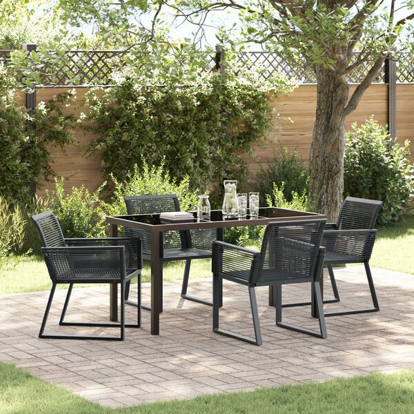 vidaXL Conjunto de Comedor de Jard&iacute;n 5 pcs Negro