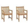 vidaXL Sillas de jard&iacute;n 2 uds madera maciza de teca con cojines beige
