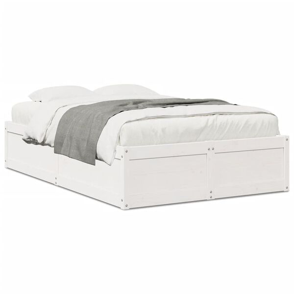vidaXL Estructura de cama sin colch&oacute;n madera maciza blanca 120x190 cm