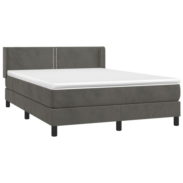 vidaXL Cama box spring con colch&oacute;n terciopelo gris oscuro 140x200 cm
