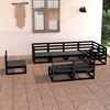 vidaXL Juego de muebles de jardín 8 piezas negro madera maciza pino