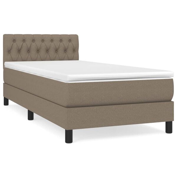 vidaXL Cama box spring con colch&oacute;n tela gris taupe 100x200 cm