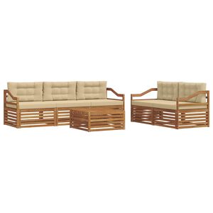 vidaXL Conjunto de sof&aacute;s de exterior con coj&iacute;n 6 pcs Natural y Beige
