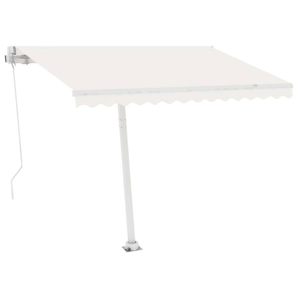 vidaXL Toldo manual retr&aacute;ctil con luz LED crema 300x250 cm