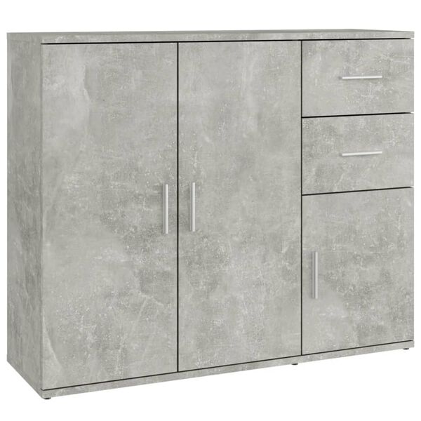vidaXL Aparador de madera contrachapada gris hormigón 91x29,5x75 cm