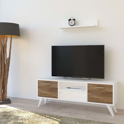 Homemania Mueble para TV Horus blanco y nogal 120x30x48,6 cm