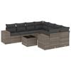 vidaXL Set de muebles de jard&iacute;n 9 pzas y cojines rat&aacute;n sint&eacute;tico gris