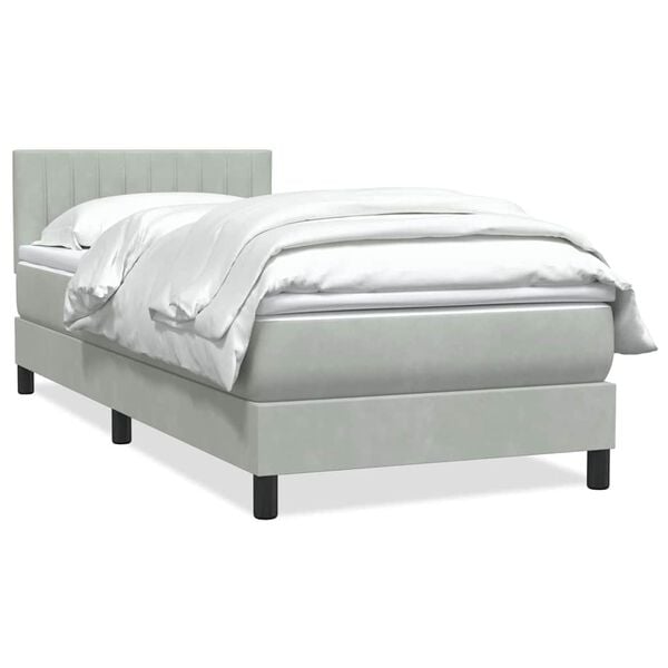 vidaXL Cama box spring con colch&oacute;n terciopelo gris claro 80x220 cm