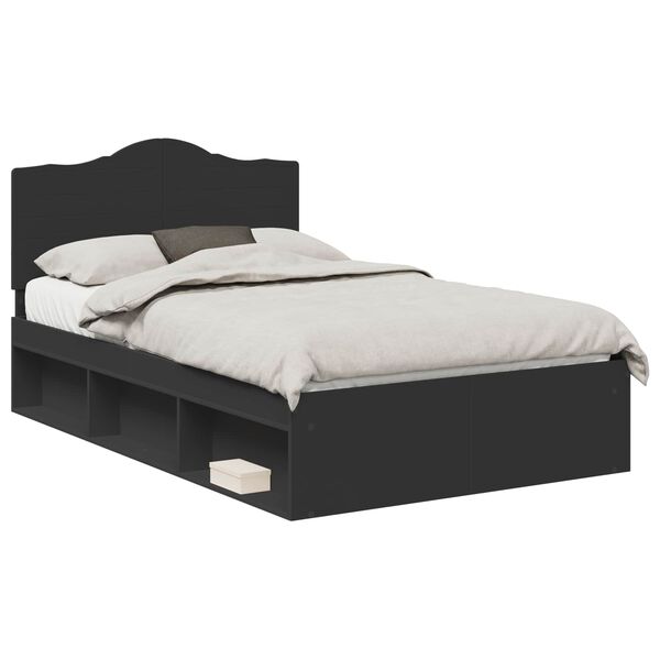 vidaXL Estructura de cama Negro 120 x 200 cm Madera de pino macizo