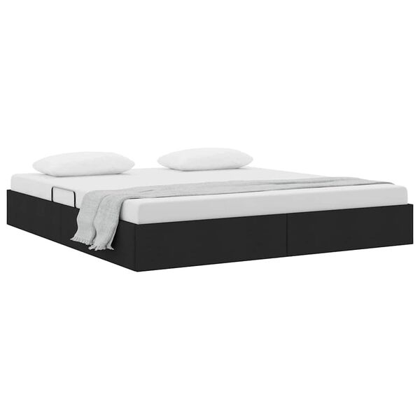 vidaXL Cama con almacenamiento con cabecera Negro 180 x 200 cm tela