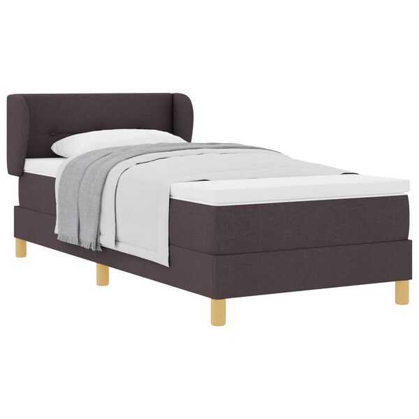 vidaXL Cama tipo Box Spring con colch&oacute;n Marr&oacute;n Oscuro 90 x 200 cm tela