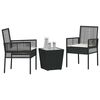 vidaXL Juego Bistro de Jardín 3 pcs Negro Poliratán