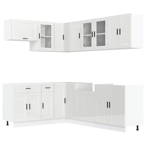 vidaXL Mueble cocina Porto blanco brillo 11 pzas madera contrachapada