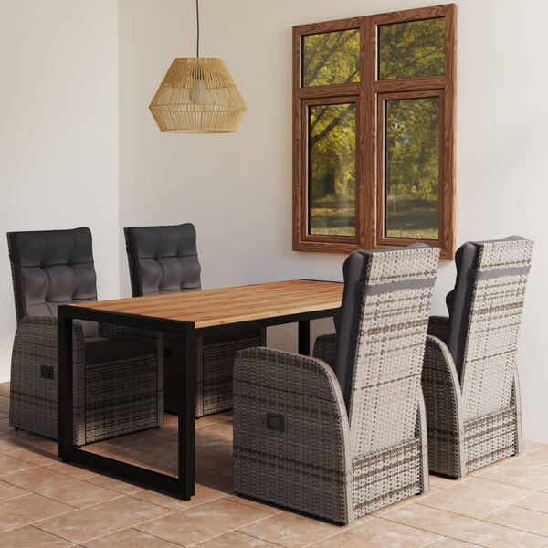 vidaXL Juego de comedor para jard&iacute;n 5 piezas gris