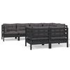 vidaXL Muebles de jard&iacute;n 7 pzas y cojines negro madera maciza de pino