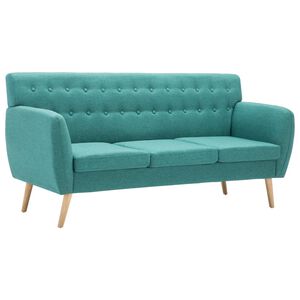 vidaXL Sof&aacute; de 3 plazas tapizado de tela verde 172x70x82 cm