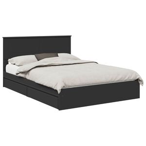 vidaXL Cama con almacenamiento Negro 140 x 190 cm Madera de ingenier&iacute;a