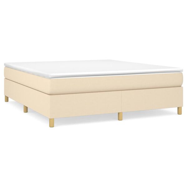 vidaXL Cama box spring con colch&oacute;n tela color crema 160x200 cm
