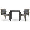 vidaXL Set comedor jard&iacute;n 3 pzas y cojines rat&aacute;n sint&eacute;tico negro gris