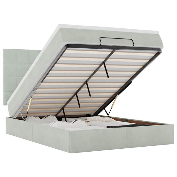vidaXL Estructura cama otomana colchones gris claro 140x190cm