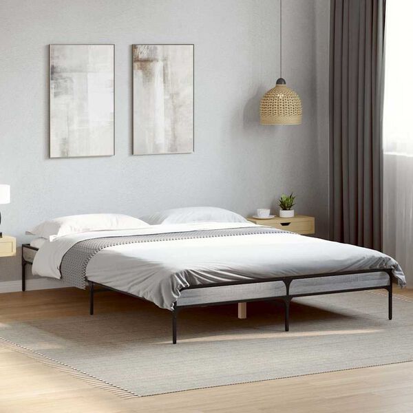 vidaXL Estructura cama madera ingenier&iacute;a metal gris Sonoma 120x190 cm