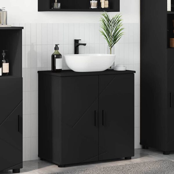 vidaXL Gabinete de Ba&ntilde;o con almacenamiento Negro 61 x 35 x 64 cm