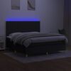 vidaXL Cama box spring colch&oacute;n y luces LED tela negro 160x200 cm
