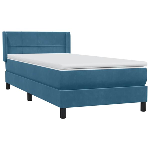 vidaXL Cama box spring con colch&oacute;n terciopelo azul oscuro 100x220 cm