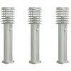 vidaXL L&aacute;mparas de suelo de exterior con sensor 3 uds acero inox 60 cm