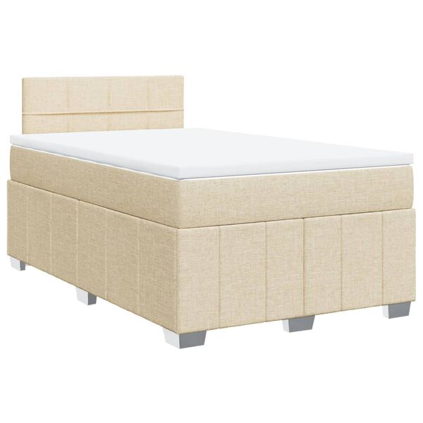 vidaXL Cama box spring con colch&oacute;n tela color crema 120x200 cm